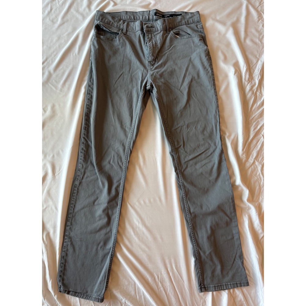 DKNY St Marks Slim Pants 34x32 Grey Stretch Twill Chino Casual Modern